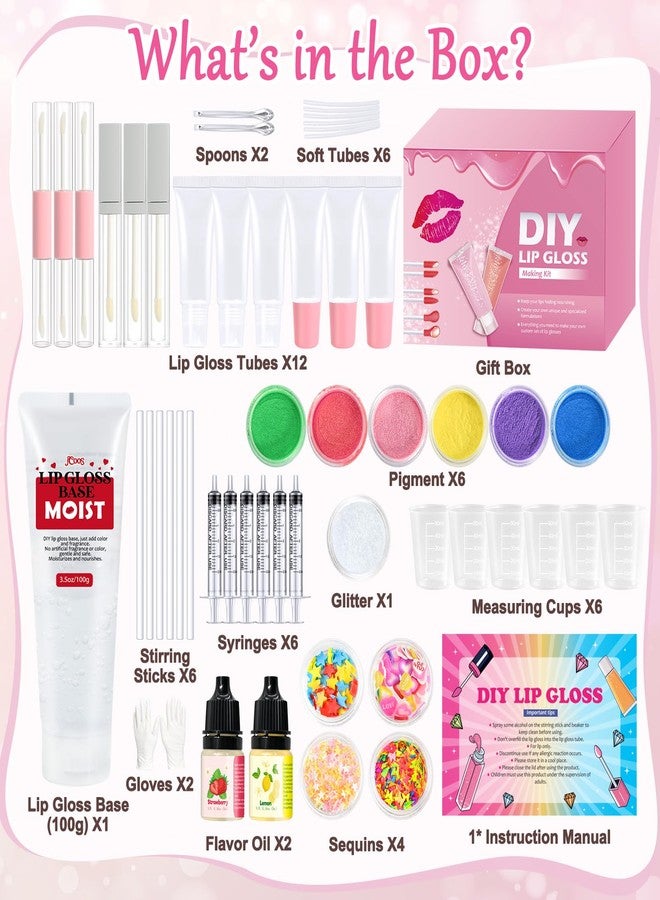 Jcoos Lip Gloss Making Kit, Make Your Own Lip Gloss Kit for Women Beginner, Girls, DIY Lipgloss Making Kits Lip Oil, Moisturizing Base, Pigments, Tubes, Women Gifts Unique, Popular Teen tuff - Image 2